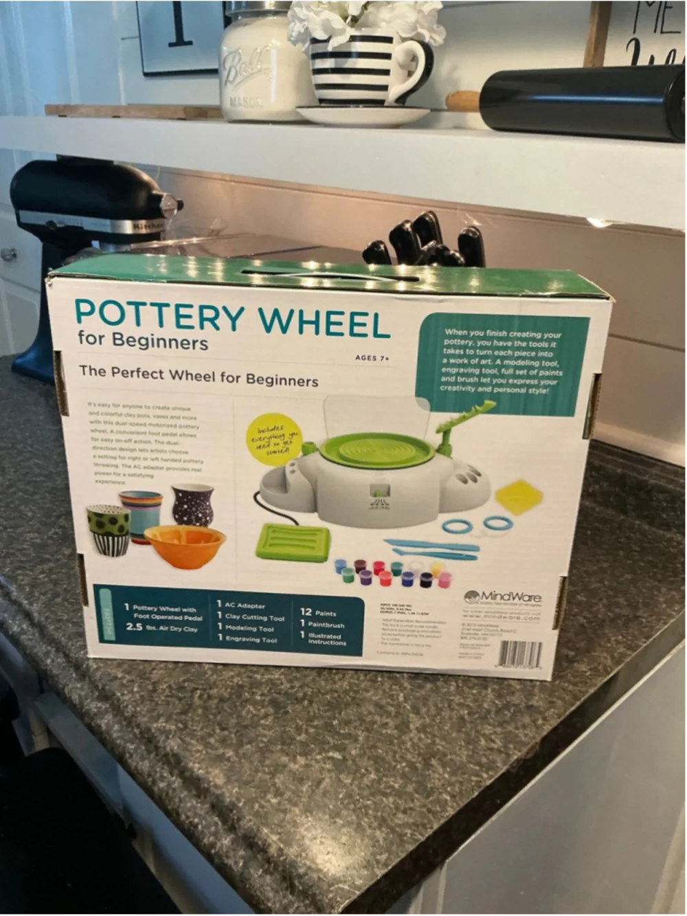 MindWare Pottery Wheel for Beginners Pottery Kit with Air-Dry Clay, Tools NEW